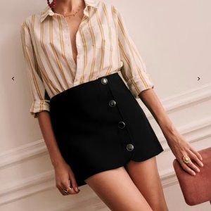 Sezane Leslie Button Mini Skirt - Black